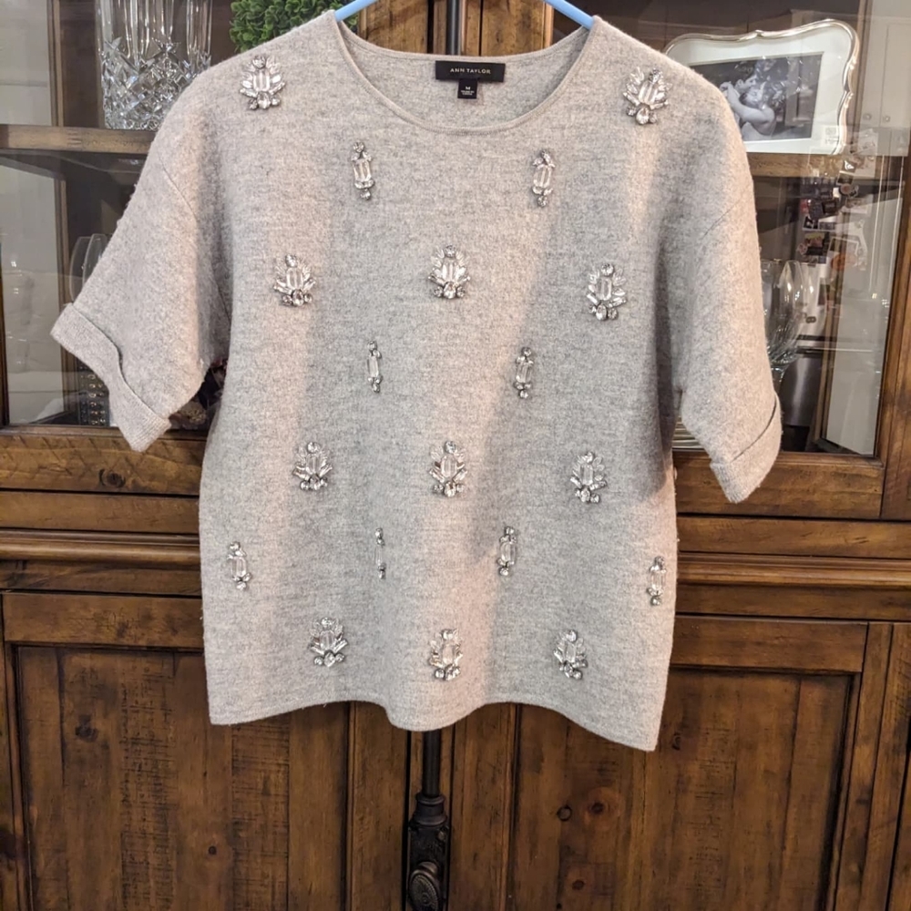 Ann Taylor embellished wool top